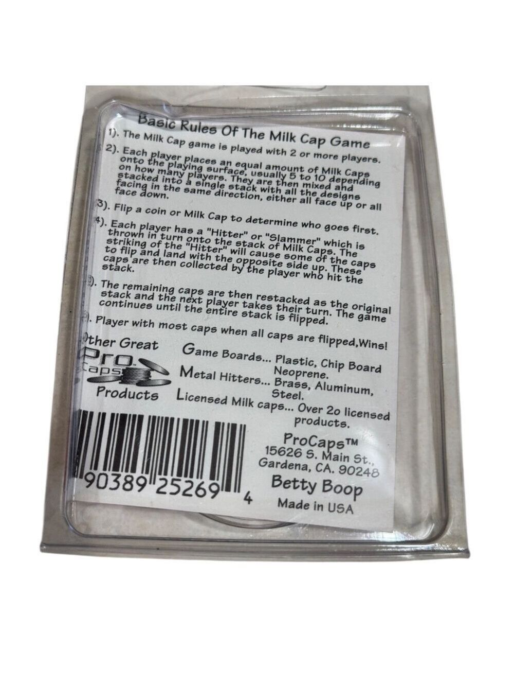 Betty Boop 1994 Milk Cap Game Slammer Factory Sealed - Picture 3 of 3